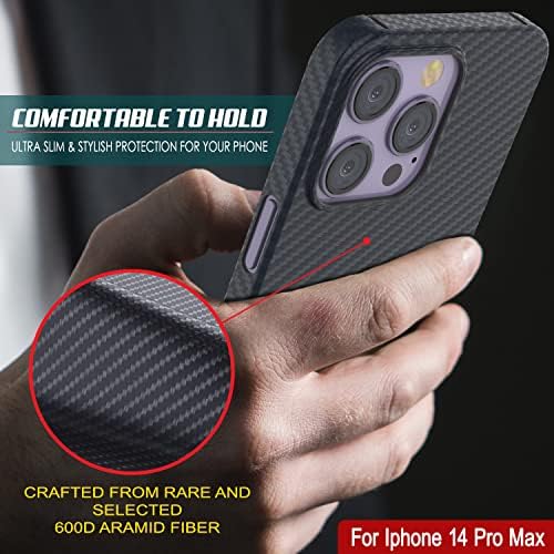 Punkcase for iPhone 14 Pro Max Farbon Case [Aramidshield Series] Ultra Slim & Light Kevlar עור העשוי מפני